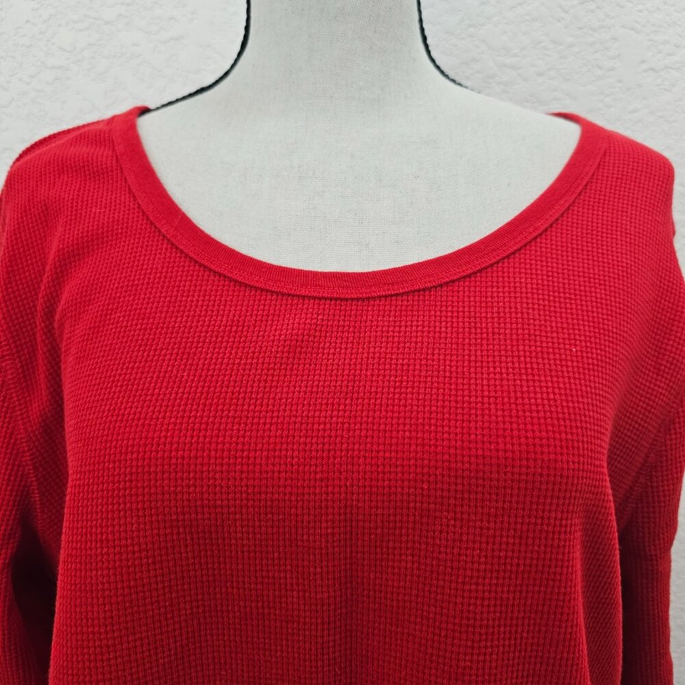 Bright Red, Waffle Knit Top - Picture 6 of 6